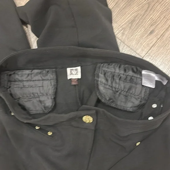 Anne Klein Trousers Dress Pants 12P Black w Gold Hardware - Picture 5 of 16